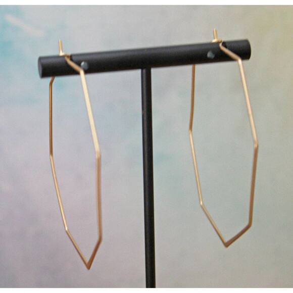 None Jewelry - Pre-Owned Octagon Shaped Large Gold Hoop Earrings E109